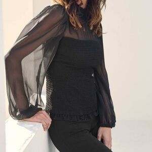 Zara Tulip Sleeves Organza Top